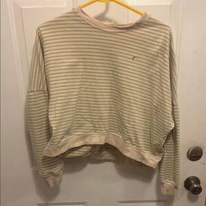 Zyia Striped Cropped Sweatshirt